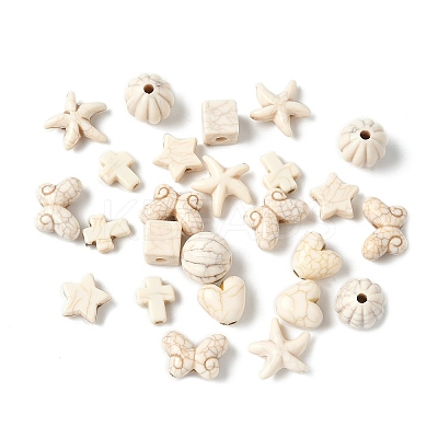 140Pcs 7 Styles Synthetic Howlite Beads G-FP0001-09-1