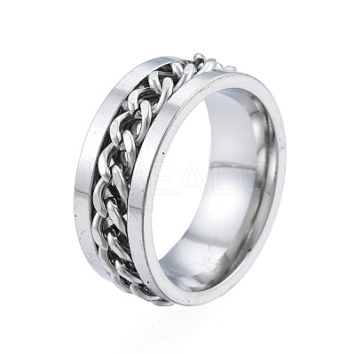 Non-Tarnish 201 Stainless Steel Curb Chain Finger Ring for Women RJEW-N043-30P-1