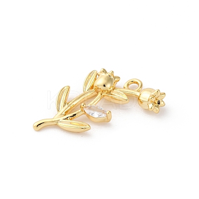 Brass Pave Clear Cubic Zirconia Pendants LS-KK-V016-02G-1