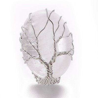 Adjustable Natural Quartz Crystal Finger Rings RJEW-L090-B04-1