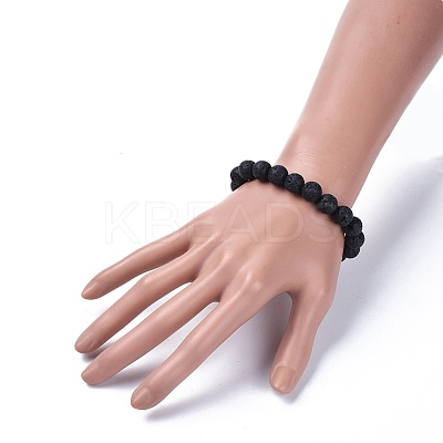 Natural Lava Rock Beads Stretch Bracelets BJEW-JB04173-14-1