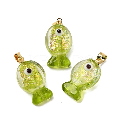 Handmade Dichroic Foil Lampwork Pendants X2-DICH-G001-01G-06-1