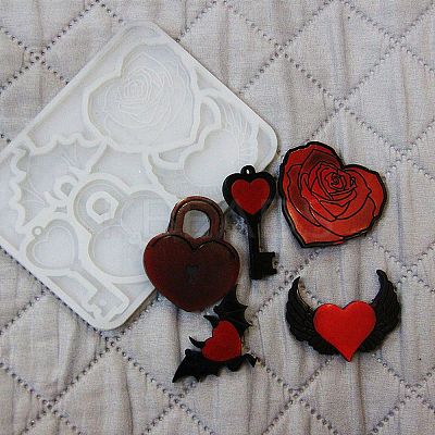 DIY Gothic Style Heart Theme Ornament Silicone Molds LS-DIY-E065-05-1