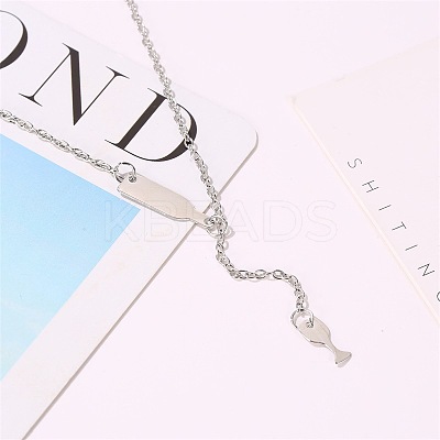 Alloy Cable Chain Wine Cup Pendant Y Necklaces for Women WG2C776-02-1