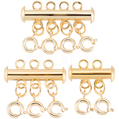 3Pcs 3 Styles Holes Brass Slide Lock Clasps KK-BBC0027-60-1