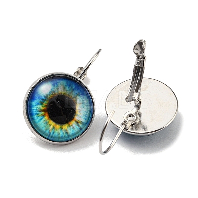 Sunflower Glass Leverback Earrings with Brass Earring Pins EJEW-Q798-01Q-1