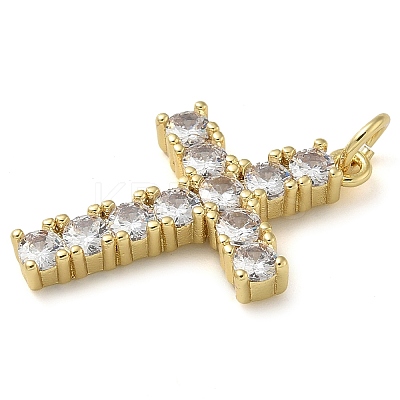 Rack Plating Brass Micro Pave Cubic Zirconia Pendants KK-K392-17A-G-1