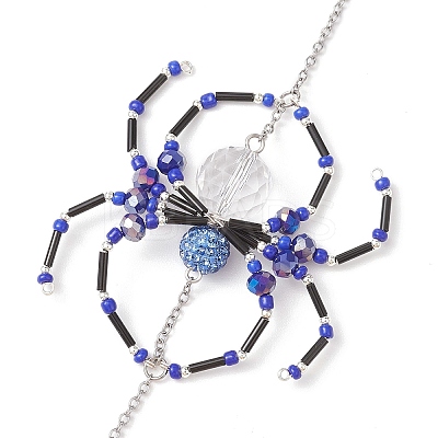 Spider Glass Beaded Hanging Ornaments HJEW-TA00172-03-1