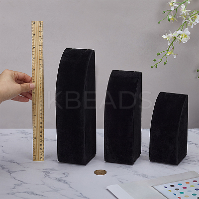3Pcs 3 Sizes Vertical MDF Wood Covered with Velvet Necklace Display Stands NDIS-WH0023-001A-1