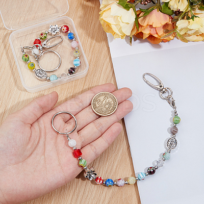 2Pcs Alloy & Acrylic & Glass Keychain KEYC-NB00283-1