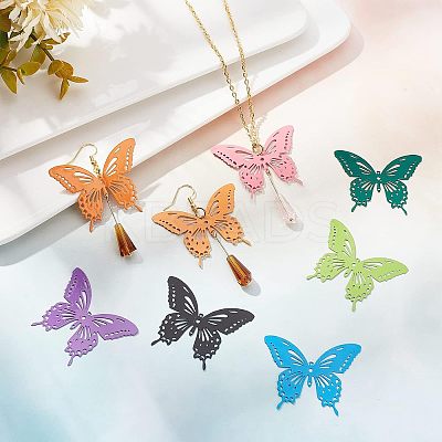 20Pcs 10 Colors Spray Painted 430 Stainless Steel Filigree Joiners Links STAS-UN0030-96-1