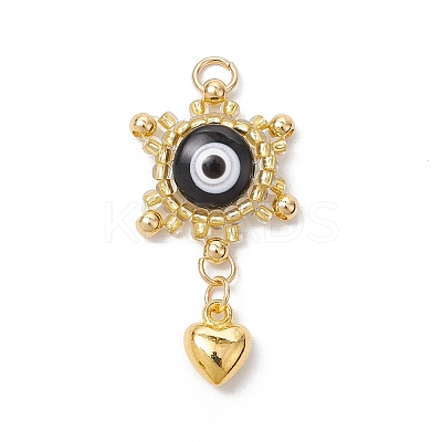 Glass Seed Beaded Eye Pendants PALLOY-MZ00634-1