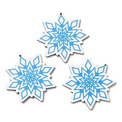 Single Face Christmas Printed Wood Big Pendants WOOD-D025-11-1