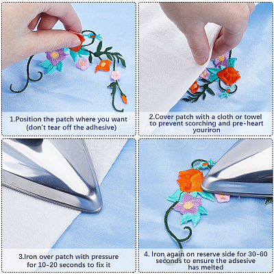 Flower & Leaf Polyester Embroidery Sew on Appliques PATC-WH0010-32B-1
