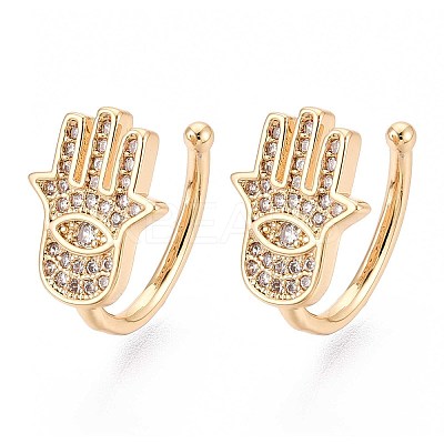 Brass Micro Pave Clear Cubic Zirconia Cuff Earrings EJEW-T047-72G-1