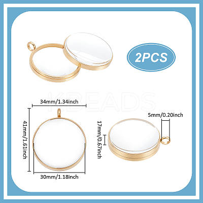 2Pcs 304 Stainless Stee Locket Pendants STAS-UN0064-13G-1