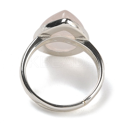 Natural Rose Quartz Teardrop Adjustable Rings RJEW-K371-08S-14-1