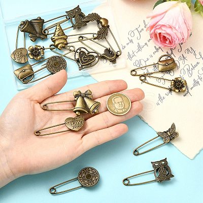 20Pcs 10 Styles Alloy Kilt Pins for Backpack Clothes JEWB-CJ0003-24-1