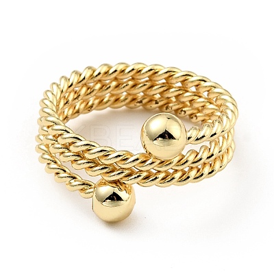 Brass Ball Triple Layer Wrap Ring for Women RJEW-E046-25G-1