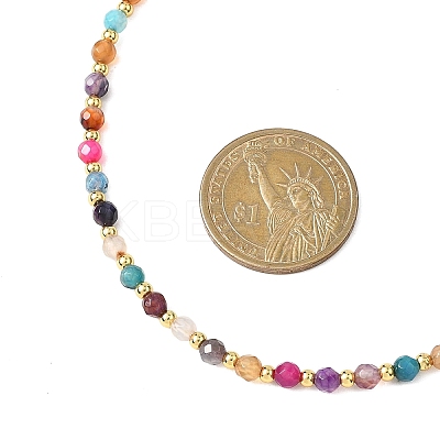 4MM Dyed Faceted Round Natural Agate Beaded Necklaces NJEW-JN05692-1