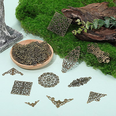 120Pcs 10 Styles Iron Connector Charms FIND-SC0017-12-1