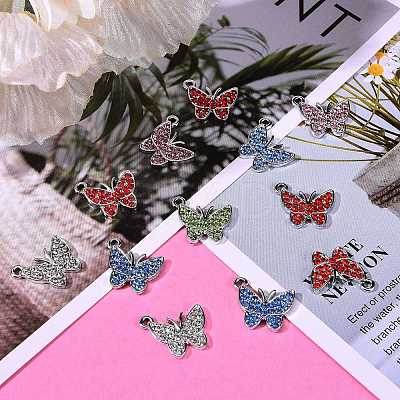 25Pcs 5 Colors Zinc Alloy Butterfly Charms ENAM-SZ0001-81-1