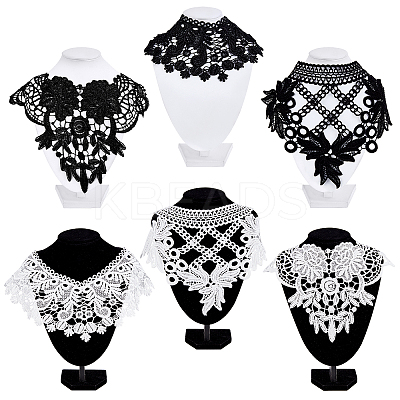 6Pcs 6 Style Milk Silk Embroidered Floral Lace Collar DIY-GF0005-42-1