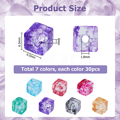 210Pcs 7 Colors Transparent Crackle Glass Beads EGLA-HS0001-04-1
