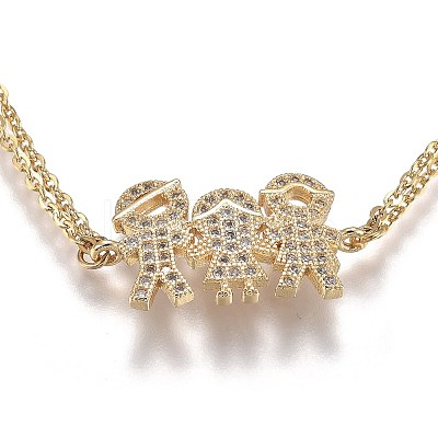 Brass Micro Pave Clear Cubic Zirconia Link Bracelets BJEW-Z003-21G-1