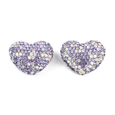 Heart Shaped Polymer Clay Rhinestone Beads CLAY-NH0002-01D-1