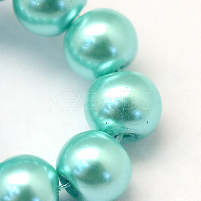 Baking Paint Pearlized Glass Pearl Round Bead Strands X-HY-Q330-8mm-65-1