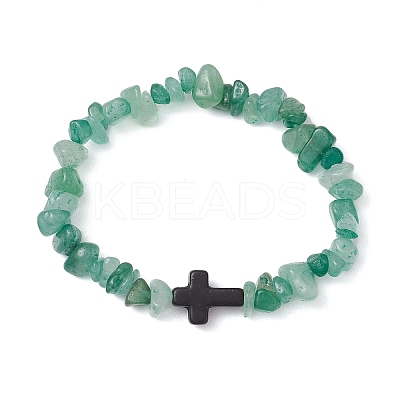 Natural Green Aventurine Chips Stretch Bracelets for Women Men BJEW-JB11341-04-1