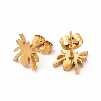 Halloween Spider 304 Stainless Steel Stud Earrings for Women LS-EJEW-B019-01G-1