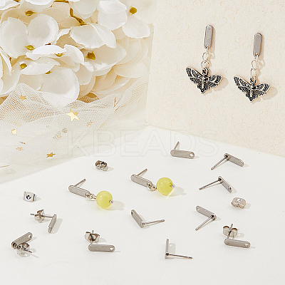 60Pcs 201 Stainless Steel Stud Earring Findings with Hole FIND-DC0006-59-1