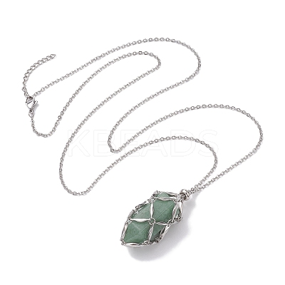 Crystal Stone Cage Pendant Necklaces NJEW-JN04758-04-1