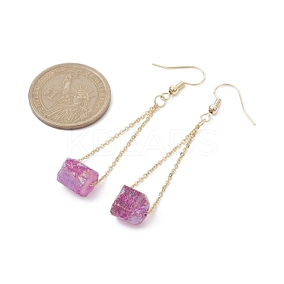 Dyed Natural Quartz Crystal Dangle Earrings EJEW-JE05488-1