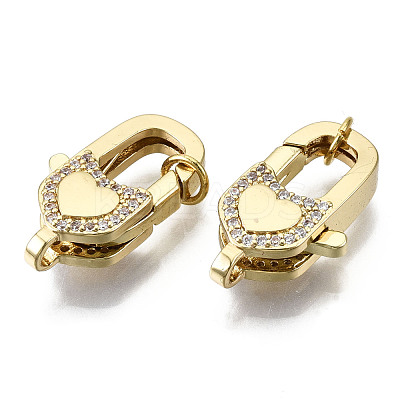 Brass Micro Pave Clear Cubic Zirconia Lobster Claw Clasps ZIRC-S066-038-NF-1