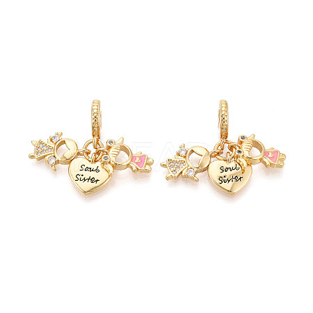 Brass Micro Pave Cubic Zirconia European Dangle Charms KK-N271-16G-1