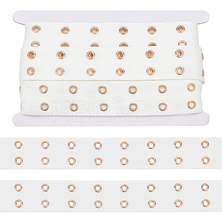 8 Yards Polyester Ribbon with 2-Row Golden Tone Alloy Eyelets SRIB-NB0001-18A-1