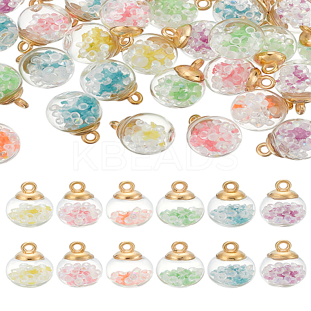 36Pcs 6 Colors Luminous Glass Bottle Pendants FIND-LP0001-42-1