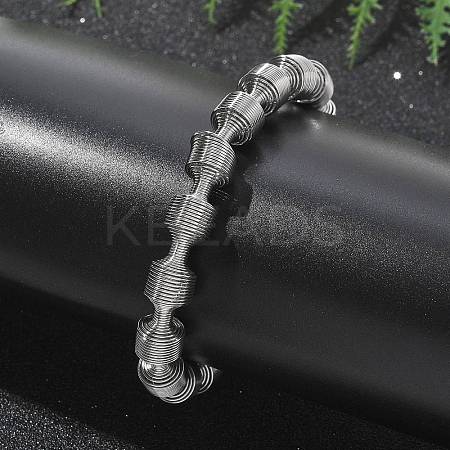 304 Stainless Steel Stretch Bangles for Women BJEW-P315-02H-P-1