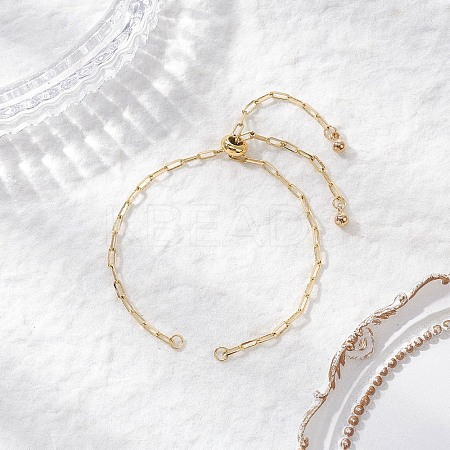 Adjustable Brass Paperclip Chain Slider Bracelet Making X-BJEW-JB01381-1