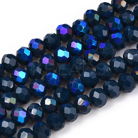 Electroplate Opaque Solid Color Glass Beads Strands X1-EGLA-A034-P4mm-L22-1