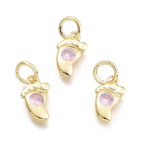 Brass Micro Pave Cubic Zirconia Pendants KK-P187-08D-G-1