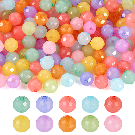 200Pcs 10 Colors Imitation Jelly Acrylic Beads MACR-TA0001-38-1
