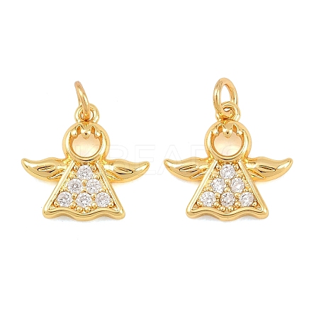Brass Micro Pave Cubic Zirconia Charms KK-F927-23G-1