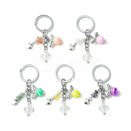 Acrylic & Natural Gemstone Keychain KEYC-JKC00541-S-1