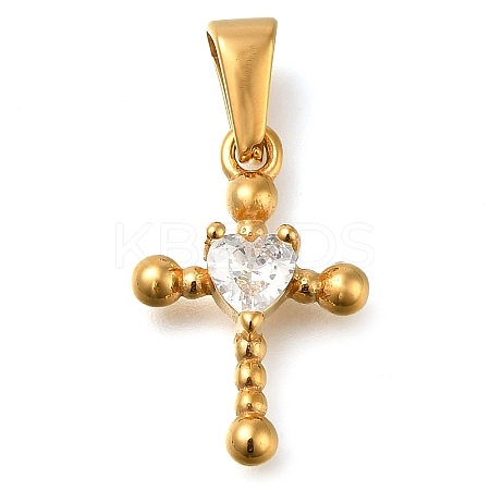 Ion Plating(IP) 304 Stainless Steel Pendants with Cubic Zirconia STAS-Z113-04G-1
