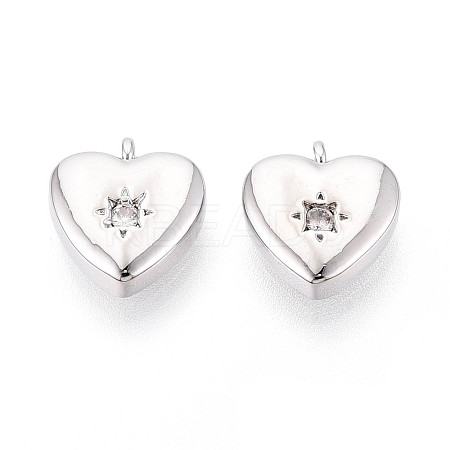 Brass Micro Pave Clear Cubic Zirconia Charms KK-N267-14P-1