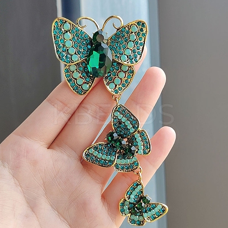 Rhinestone Triple Butterfly Brooch Pins PW-WG311BA-04-1